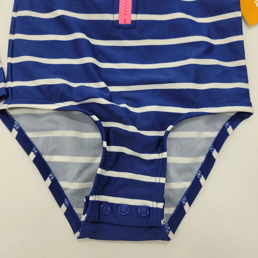 Gymboree Rashguard Swimsuit Striped Blue Pink Swimwear Longsleeve Size 2T NEW